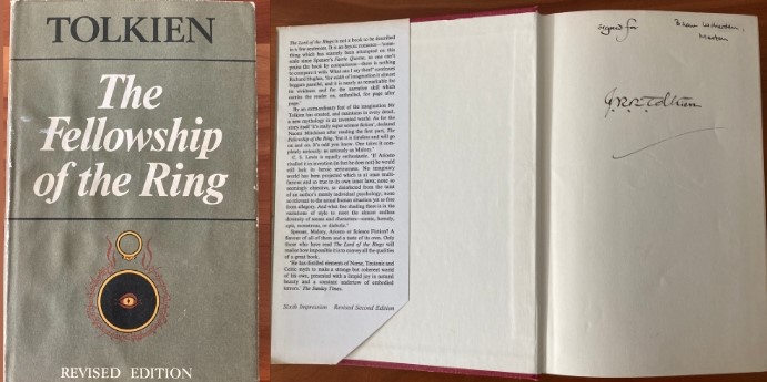 The Fellowship of the Ring: one of the Lord of the Rings trilogy signed for Brian Witherden by Tolkien © The Tolkien Estate Limited 2023