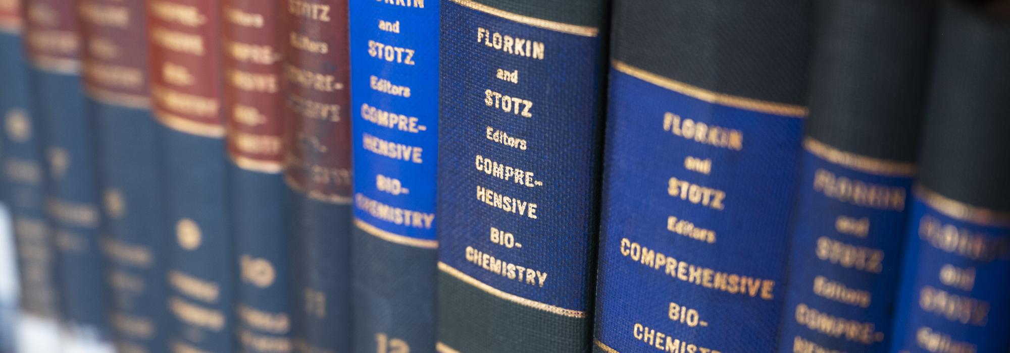 Books on shelf in library