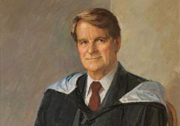 Detail of a portrait of Sir James Holt by Michael Noakes, courtesy Fitzwilliam College, University of Cambridge